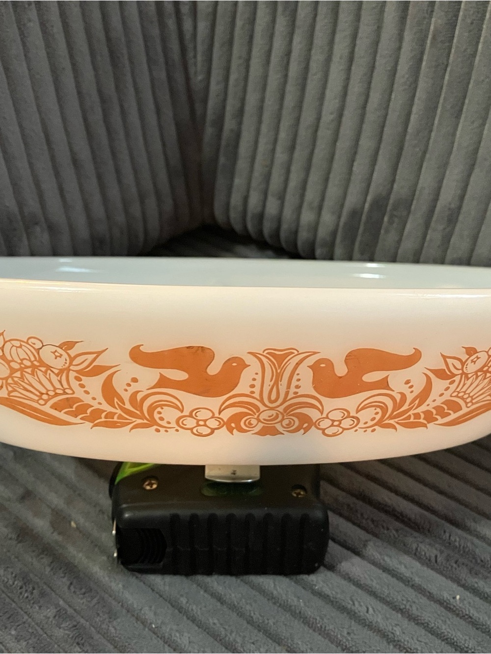 Vintage Jeannette Glasbake Cornucopia Lovebirds Milk Glass Divided Casserole